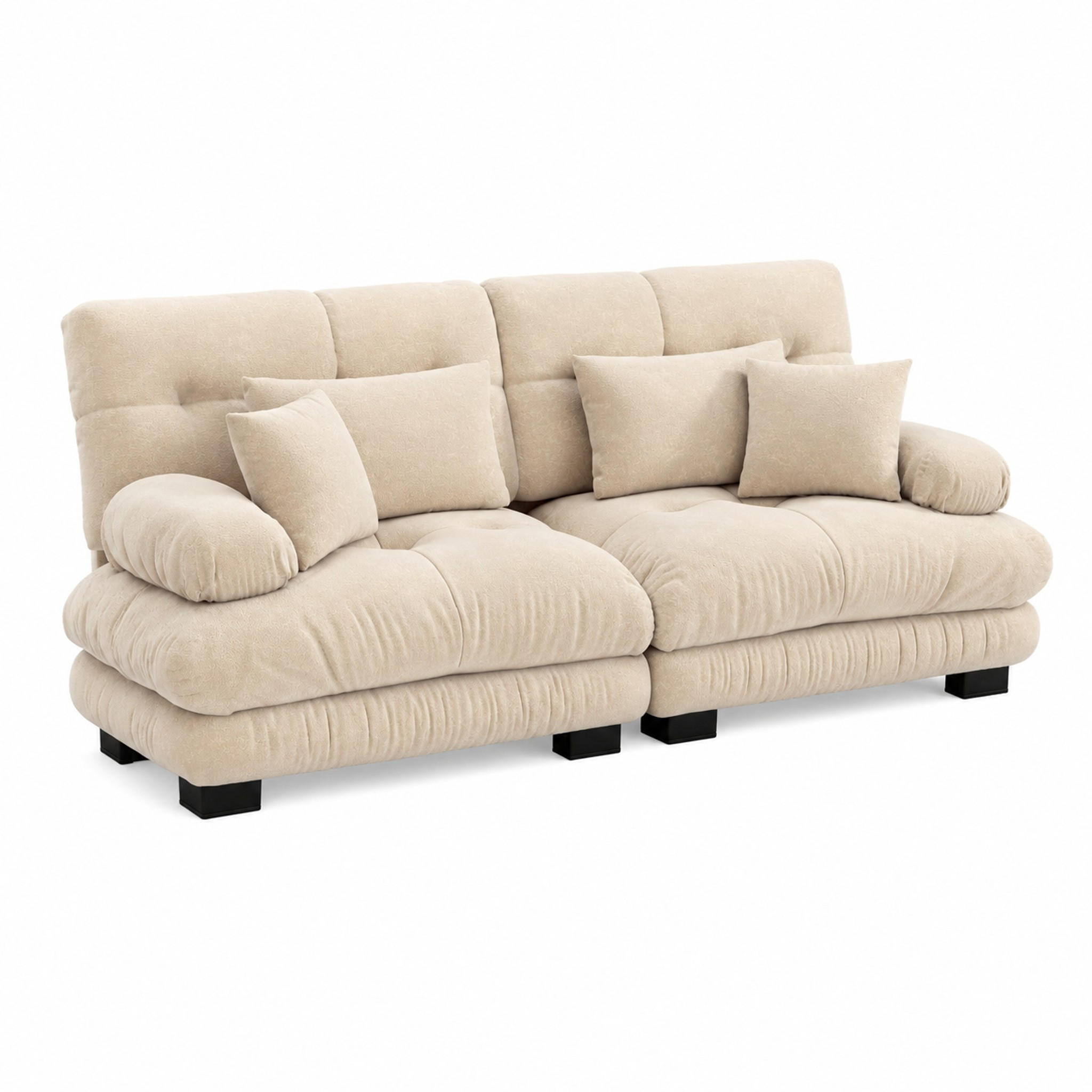 SOFA modular Chenille Light Coffee - Beige, Kunststoff (77/81/220cm) - Meubliv