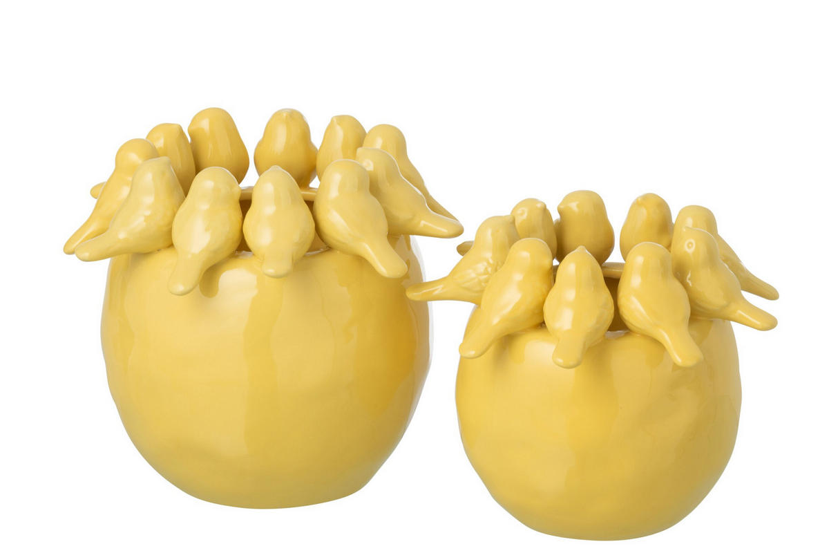 VASE VÖGEL Gelb - Gelb, Keramik (19cm) - J-Line