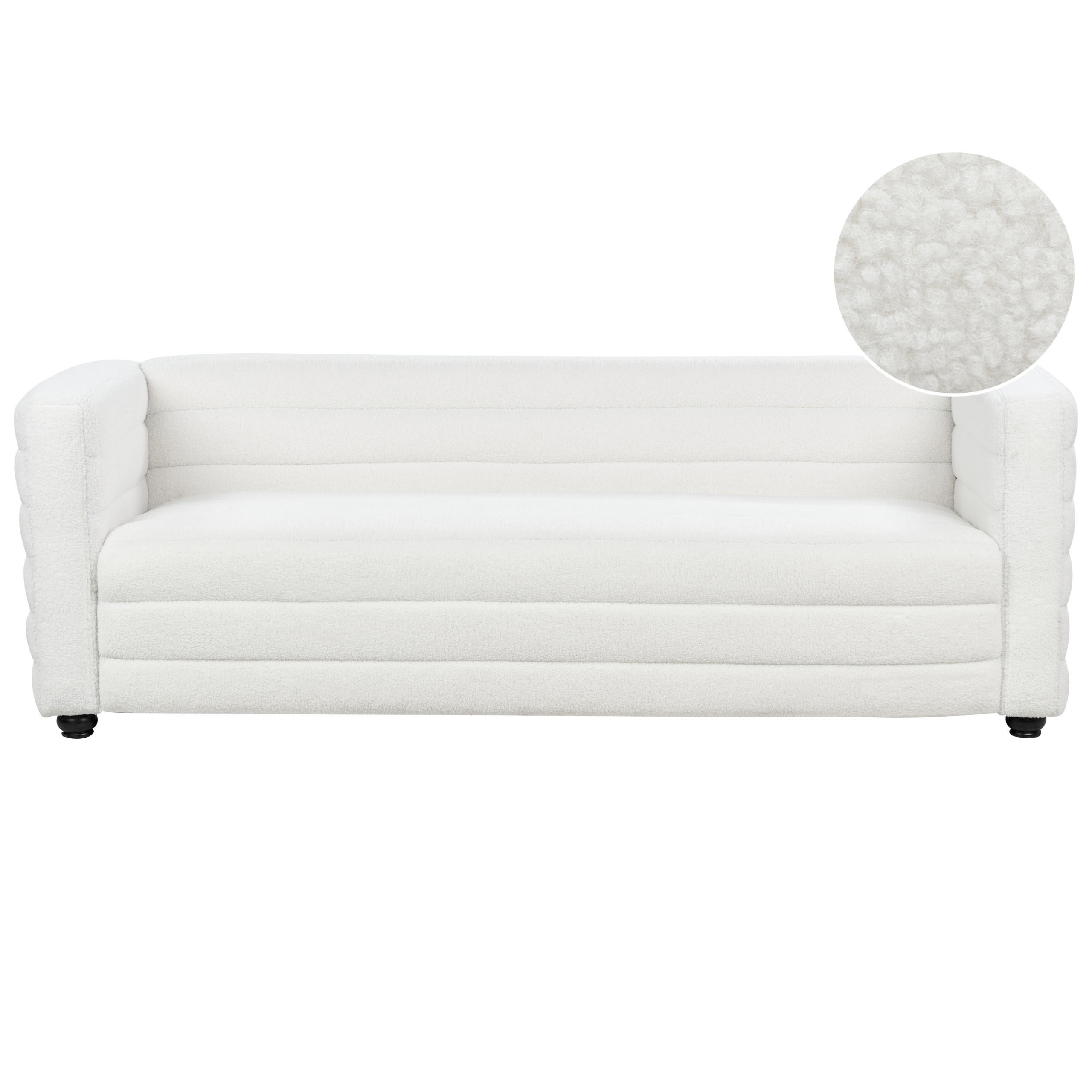 3-SITZER-SOFA Bouclé cremeweiß Hofn - Schwarz/Weiß, Textil (214/72/79cm) - Beliani
