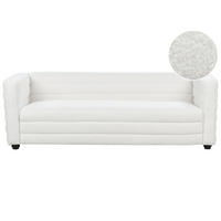 3-SITZER-SOFA Bouclé cremeweiß Hofn - Schwarz/Weiß, Textil (214/72/79cm) - Beliani