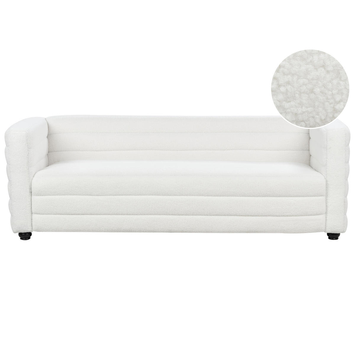 3-SITZER-SOFA Bouclé cremeweiß Hofn - Schwarz/Weiß, Textil (214/72/79cm) - Beliani