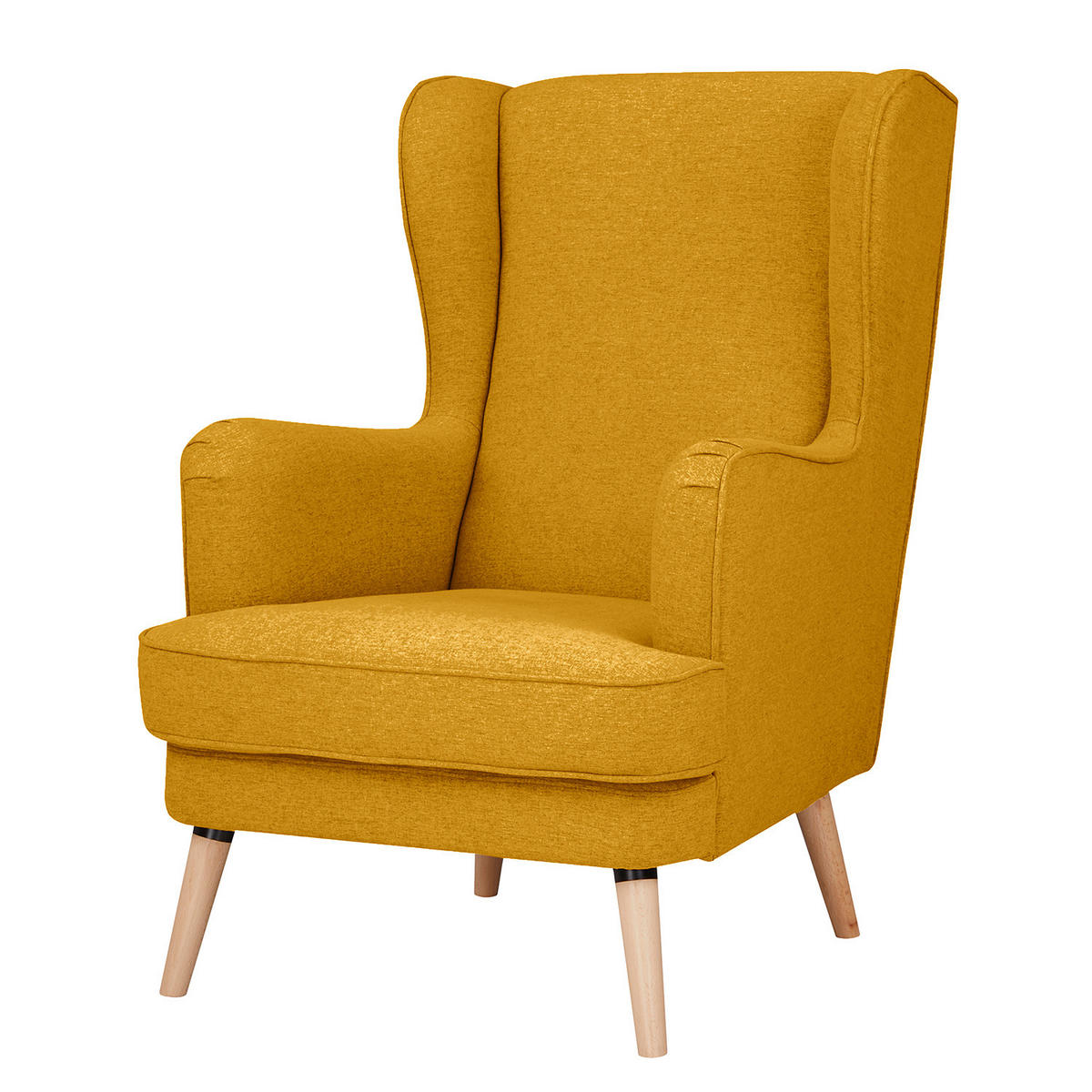 OHRENSESSEL - Beige/Gelb, Holz/Birkenholz (73/107/96cm) - home24