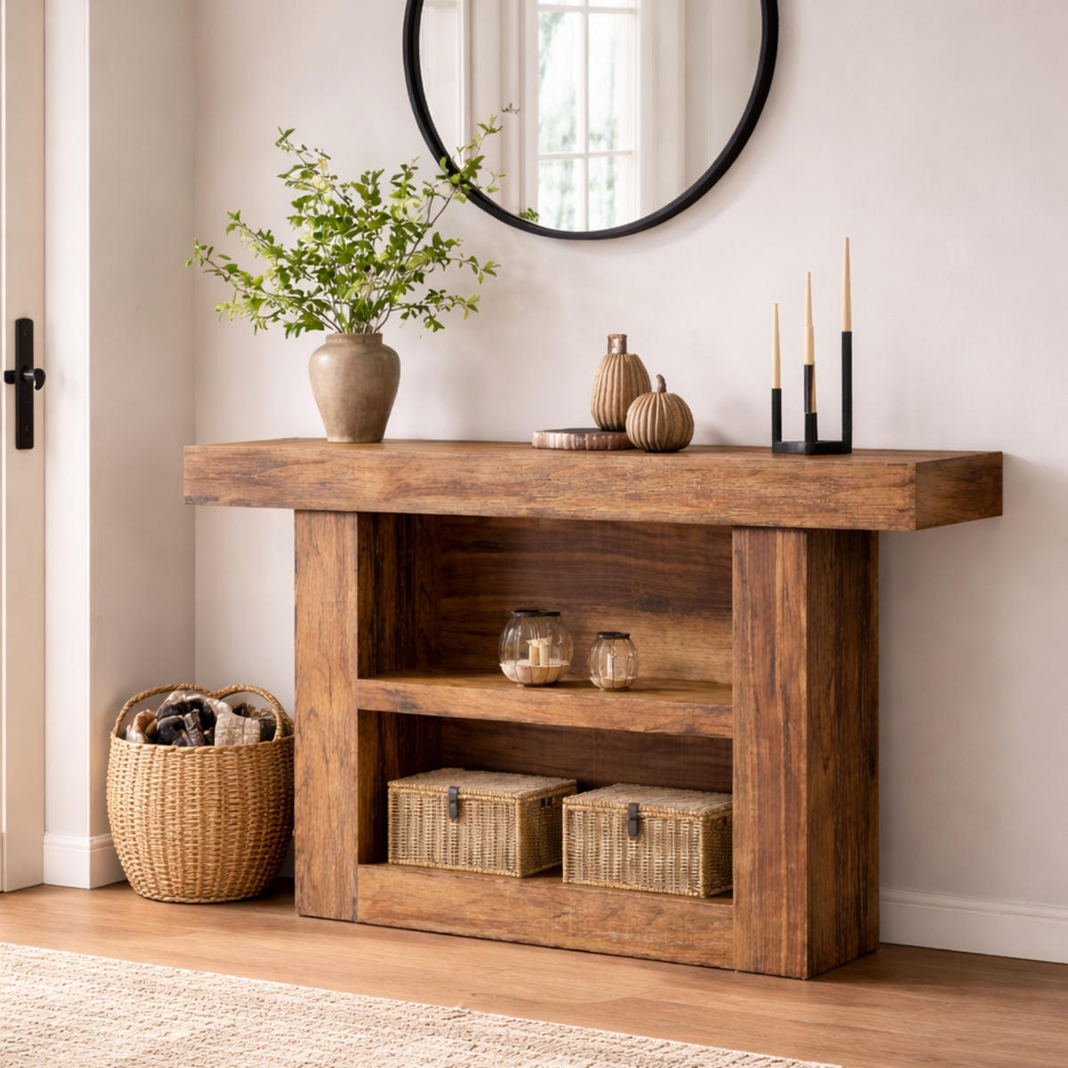 KONSOLENTISCH Holzoptik mit Ablage 160/30/80 cm - Ahornfarben, Holzwerkstoff (30/160/80cm) - Quality Elegance