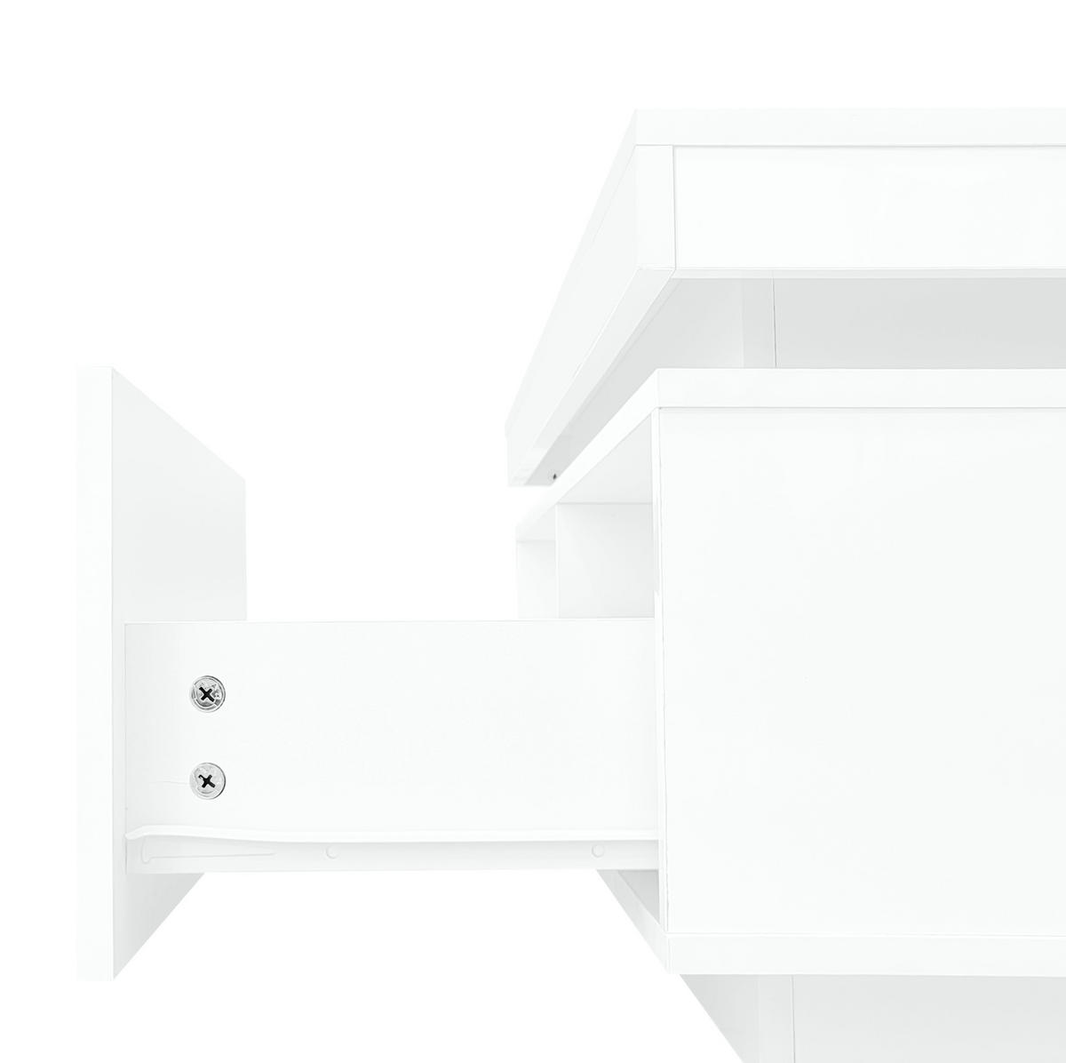 COUCHTISCH 100/50/40.3 cm in Weiß aus Spanplatte mit LED-Beleuchtung und Schublade - Weiß, Holzwerkstoff (100/50/40cm) - OKMYHOME