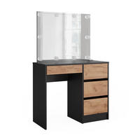 SCHMINKTISCH Sherry Anthrazit/Goldkraft Eiche 90 x 75 cm mit Spiegel & LED-Beleuchtung - Honigeiche/Anthrazit, Holzwerkstoff (90/75/40cm) - Vicco