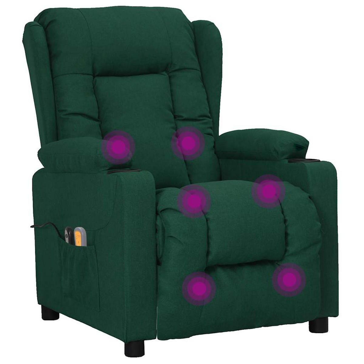 ELEKTRISCHER Massagesessel Dunkelgrün Stoff - Dunkelgrün/Schwarz, Textil (96/99.5/72.5cm) - vidaXL