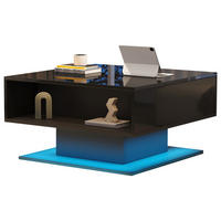 COUCHTISCH 80x75cm Schwarz Hochglanz Hydraulik Stauraum Geometrisch - Schwarz, Holz (88.49/84.99/11.99cm) - FLIEKS