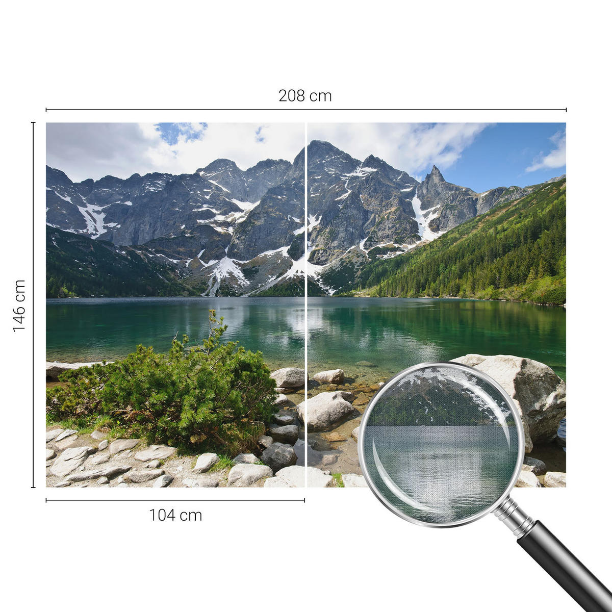 FOTOTAPETE 208x146 cm - Bergsee - Grün, Textil (208/146cm) - Wallfluent