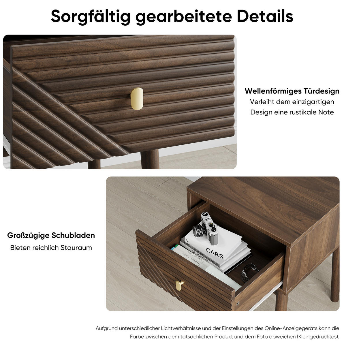 NACHTTISCH-SET (2 Stück) aus MDF mit 2 Schubladen, 40/40/55 cm, Walnuss - Walnussfarben, Holzwerkstoff (40/55/40cm) - Redom
