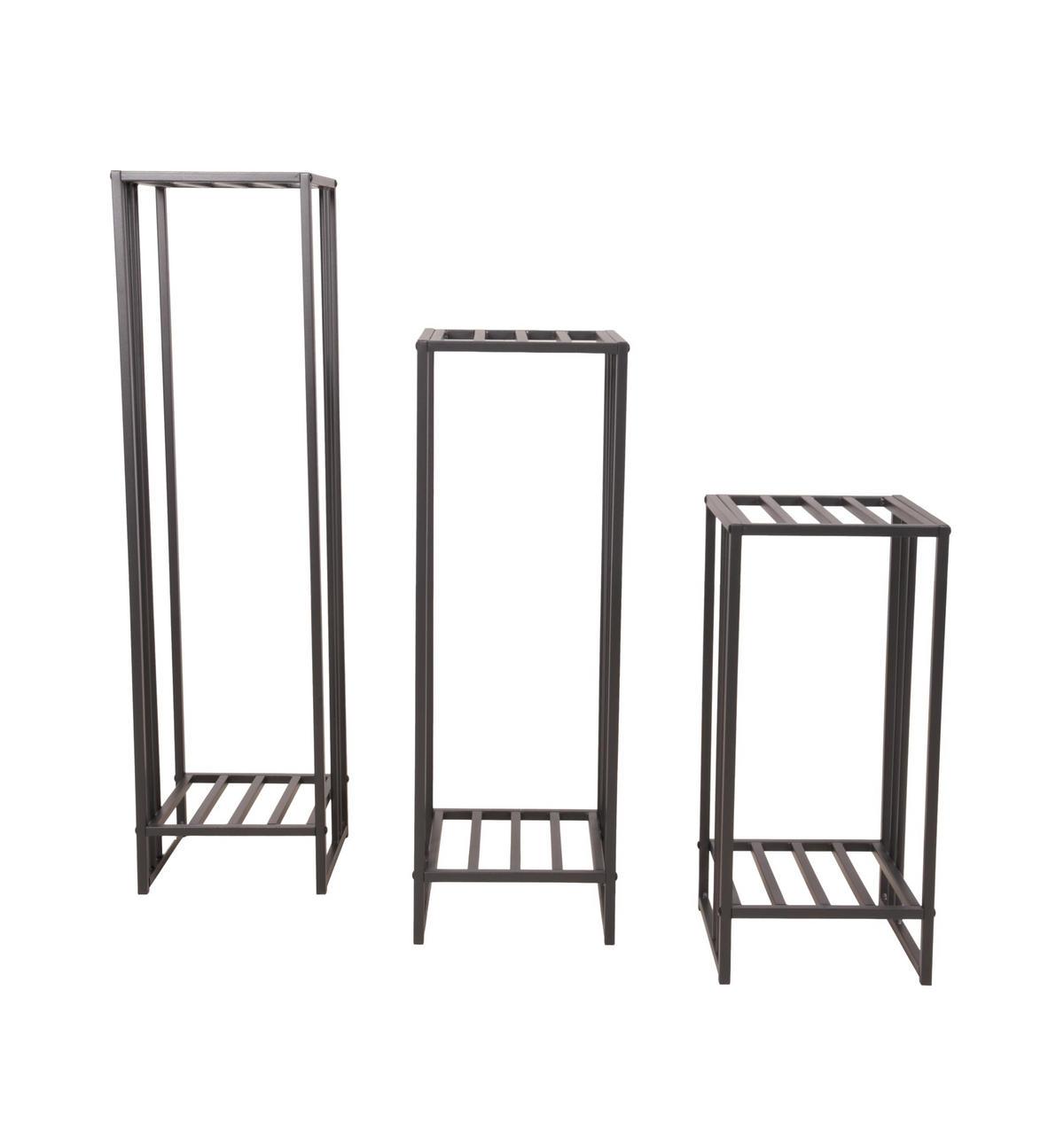 PFLANZSTÄNDER Georg 3er Set, schwarz Schwarz Stahl Blumenständer - Schwarz, Metall (25/25/55cm) - DELUKE