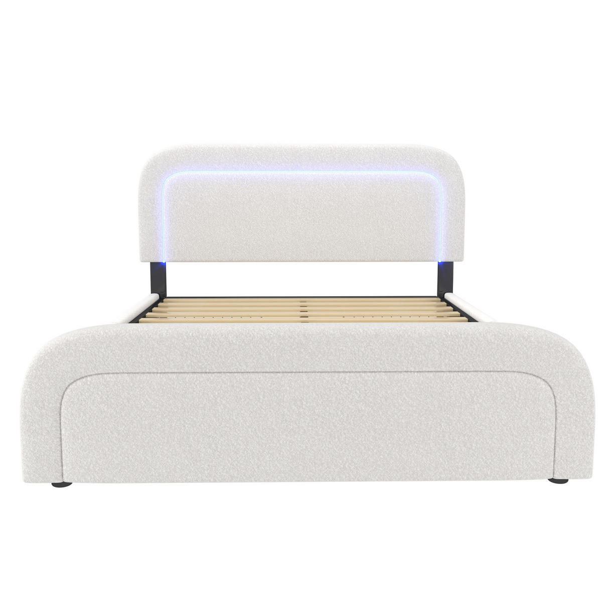 POLSTERBETT 160/200 cm in Weiß mit LED-Beleuchtung, 4 Schubladen und USB - Weiß, Textil (160/200cm) - Flora Grace