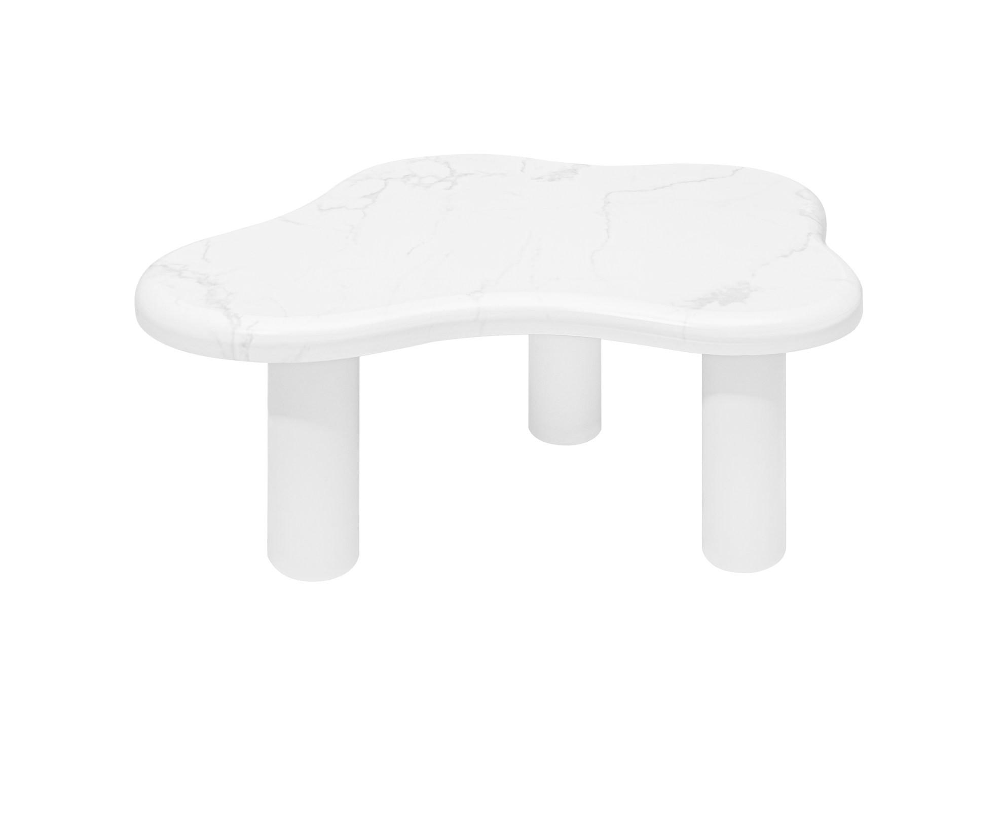 COUCHTISCH 91/62/40 cm in Wolkenform mit abgerundeten Kanten und pflegeleichter Marmoroptik, Weiß - Weiß, Holzwerkstoff (90.8/62.5/40cm) - Redom