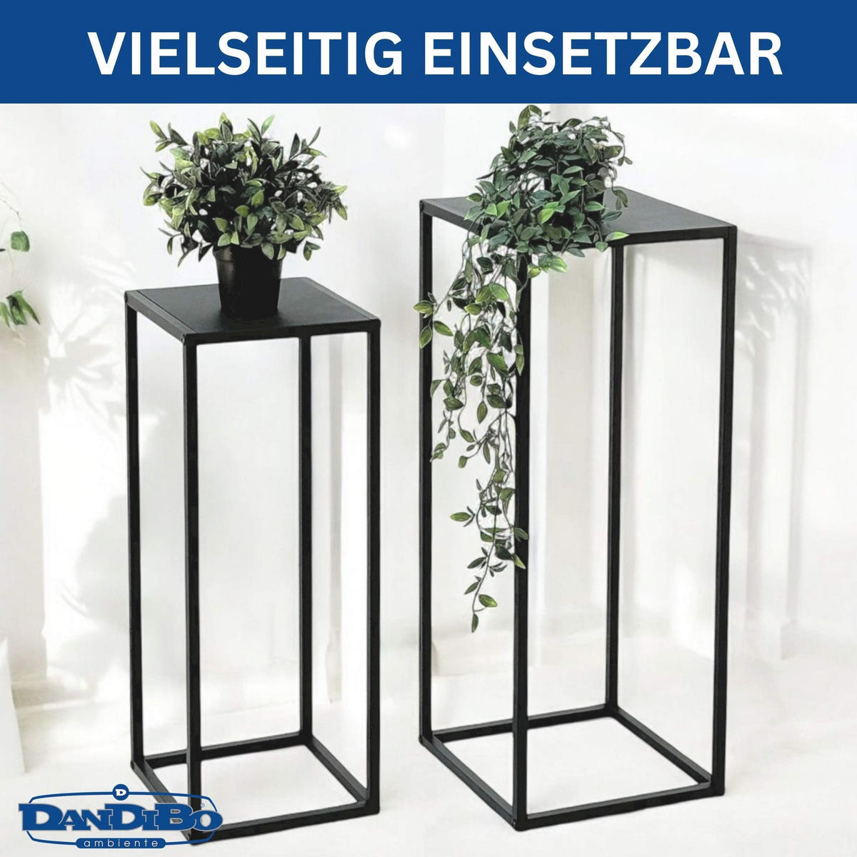 BLUMENHOCKER 2er Set Metall Schwarz 60–70 cm - Schwarz, Metall (30/70/30cm) - DanDiBo