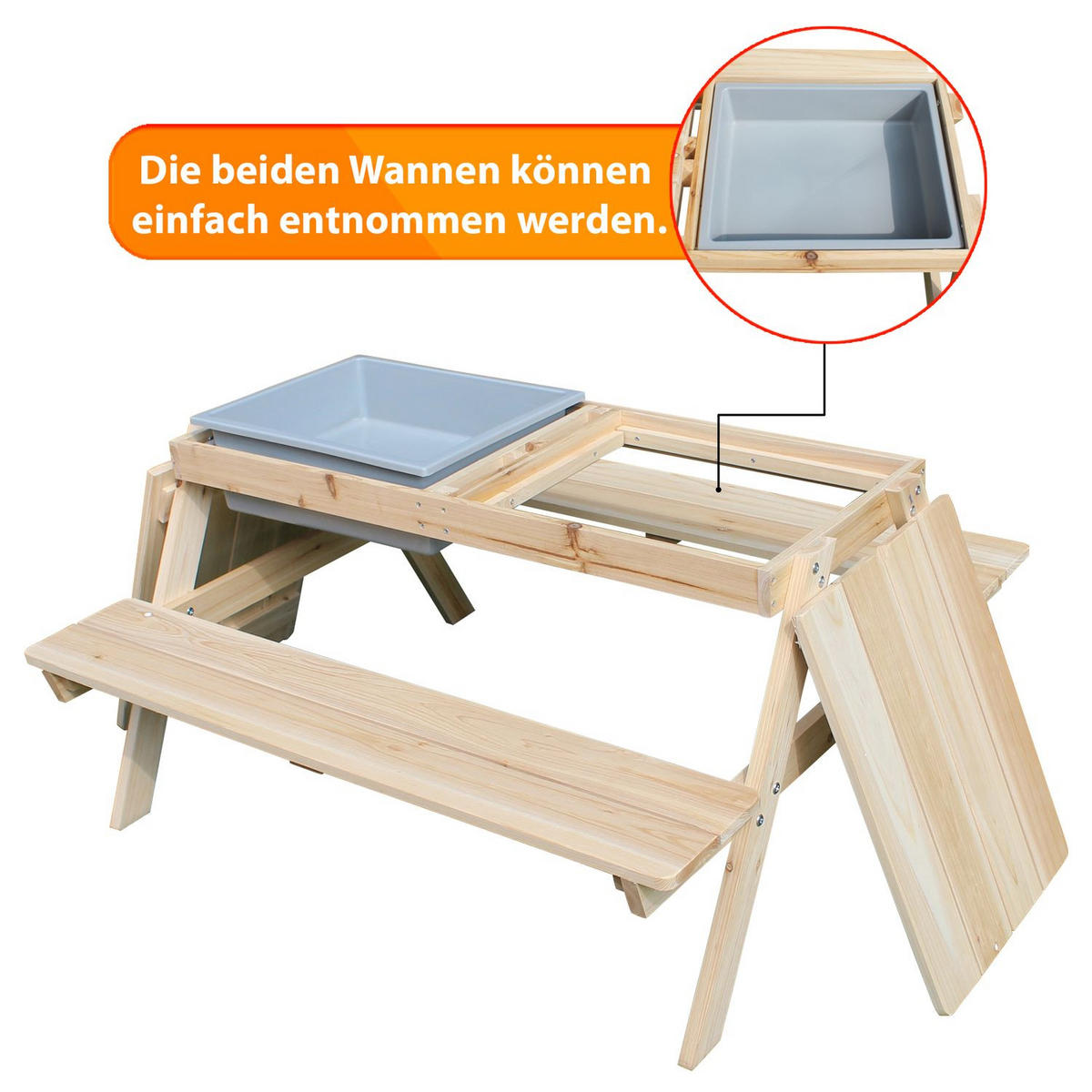 KINDERSITZGRUPPE EDI Holz mit Sonnenschirm - Naturfarben, Holz - Coemo