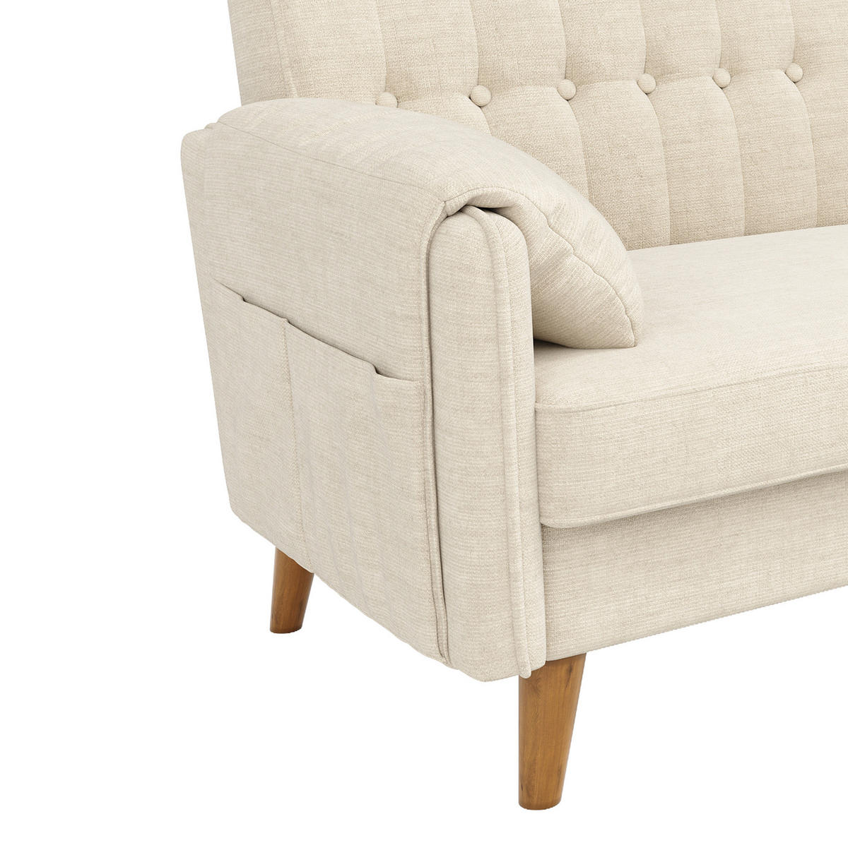 SOFA 161,5/79/83,5 cm in Beige aus Chenille mit Armlehnenkissen - Beige, Textil (79/83.5/161.5cm) - Flora Grace