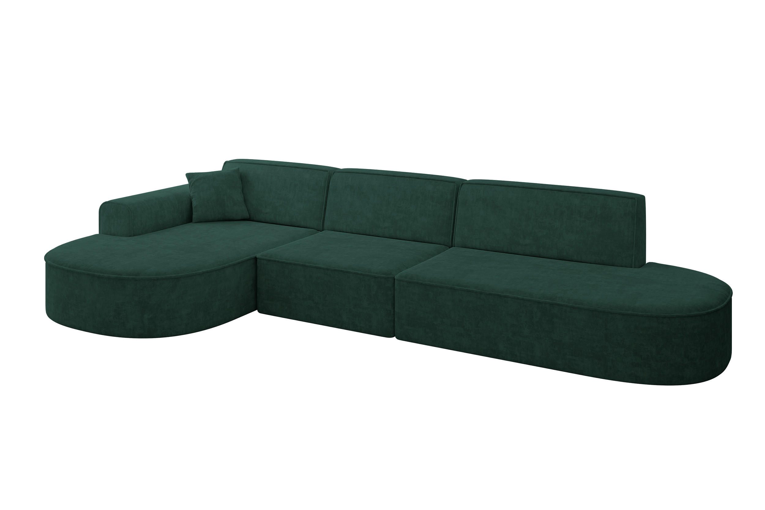 ALTDECOR ROHOVÁ SEDACÍ SOUPRAVA s otomanem vlevo MARI-L2 – 328 × 171 × 79 cm, zelený velur