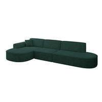 ECKSOFA Ottomane Links MARI-L2 - 328x171x79 cm Grün Velours - Schwarz/Grün, Holzwerkstoff/Kunststoff (328/171cm) - ALTDECOR