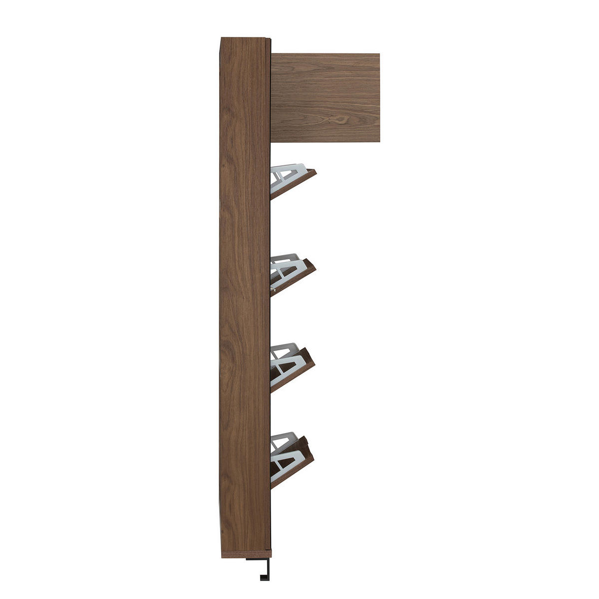 FURNIERTER SCHUHSCHRANK mit Spiegeltür - Walnussfarben, Holzwerkstoff/Metall (84/185/17cm) - home24