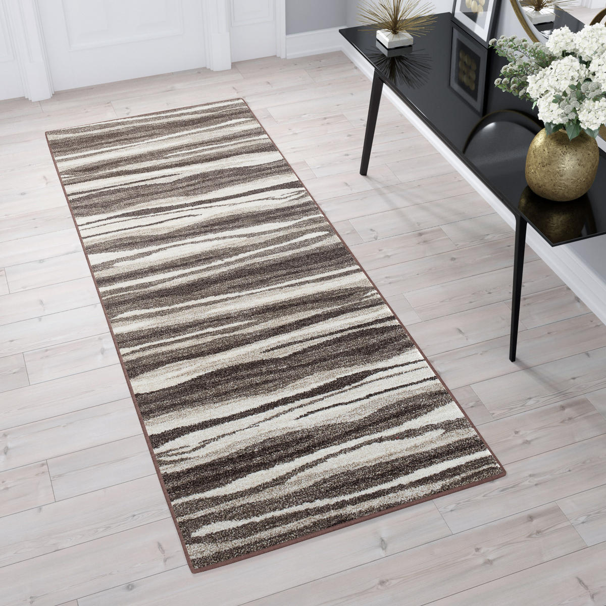 TEPPICHLÄUFER SARI hellbraun abstrakt 100/150 cm - Hellbraun, Textil (100/150cm) - Tapiso