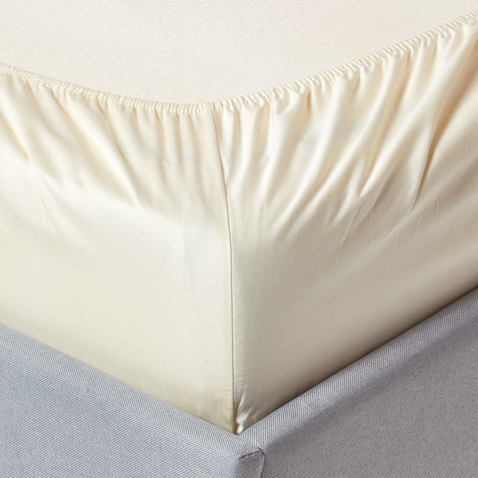 BIO-SPANNBETTLAKEN extra hoch, 100% Baumwoll-Satin - Creme, Textil (180/200cm) - Homescapes