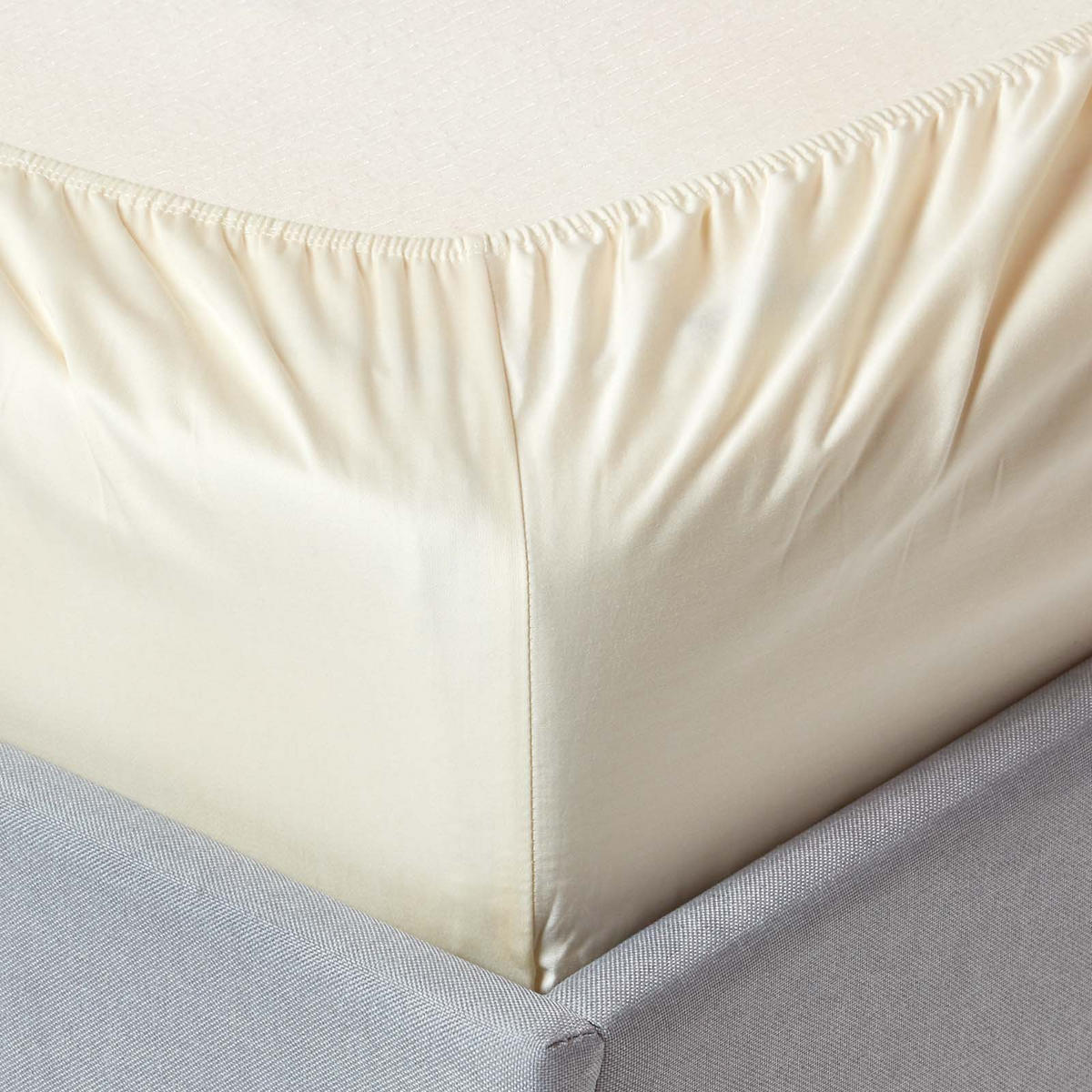 BIO-SPANNBETTLAKEN extra hoch, 100% Baumwoll-Satin - Creme, Textil (90/190cm) - Homescapes