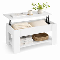 COUCHTISCH Weiß höhenverstellbar Stauraum 98x50 cm - Weiß, Holzwerkstoff/Metall (50/98/42cm) - Relaxdays