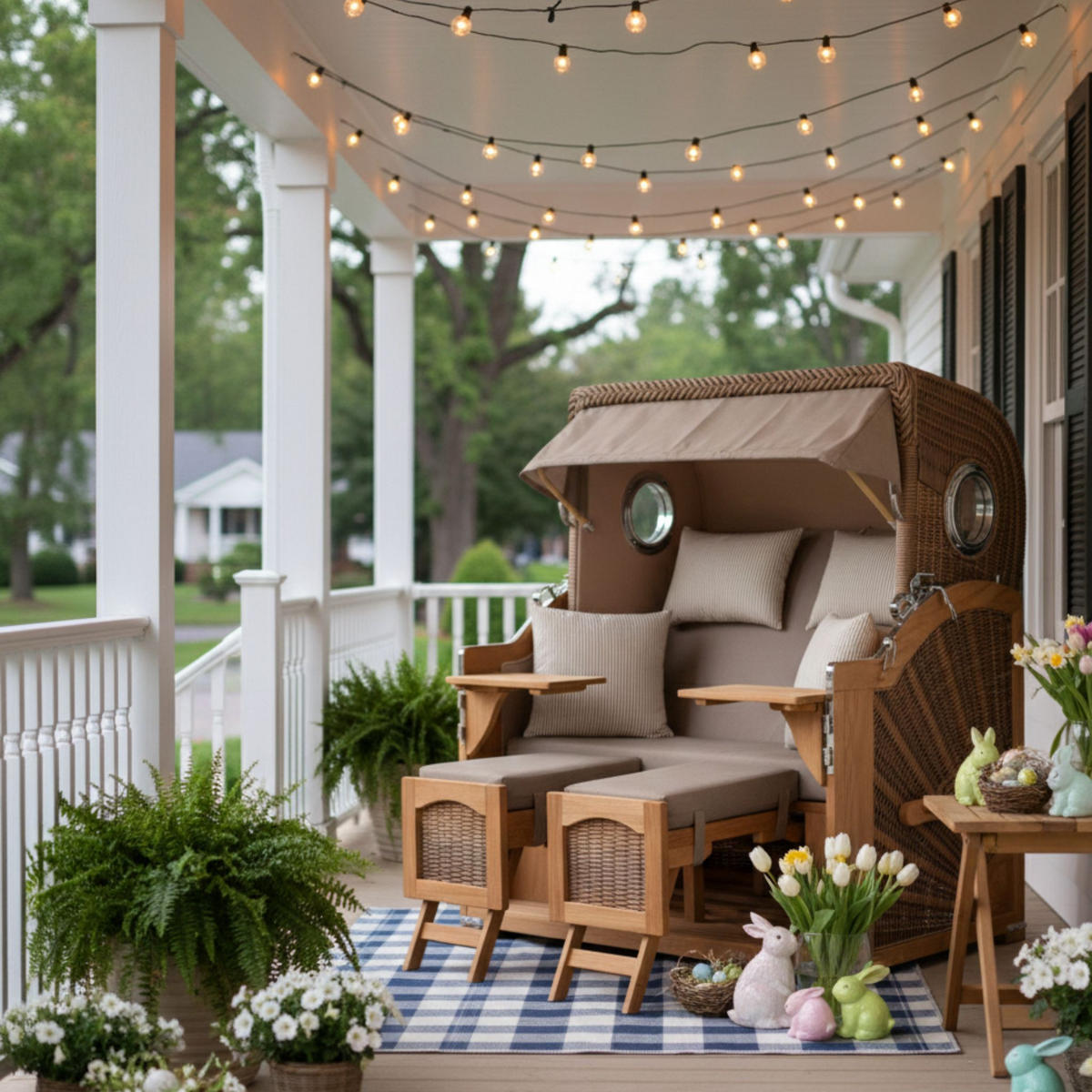 STRANDKORB XXL Düne Grande Teak Banana - Braun, Metall (142/170/95cm) - Mr. Deko