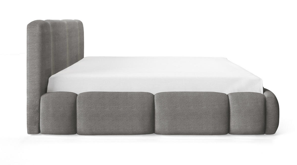 DOPPELBETT 180x200 Avelin mit Bettkasten, LED, Bouclé, Grau - Grau, Holz/Metall (180/200cm) - Emporius