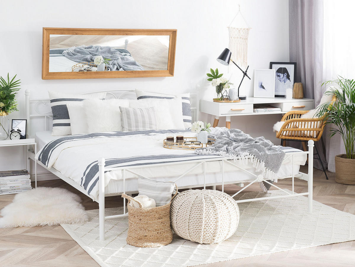 BETT mit Lattenrost 140x200 cm Weiß Rodez - Weiß, Metall (140/200cm) - Beliani