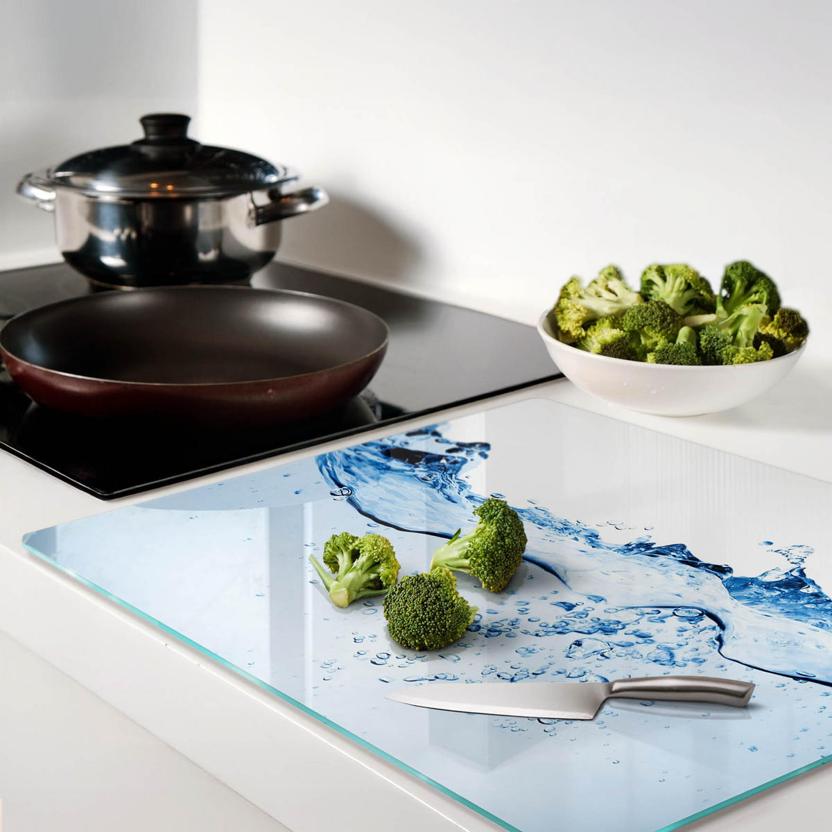 GLASPLATTE 60x52 cm Wasser - Blau, Glas (60/0.4/52cm) - TULUP