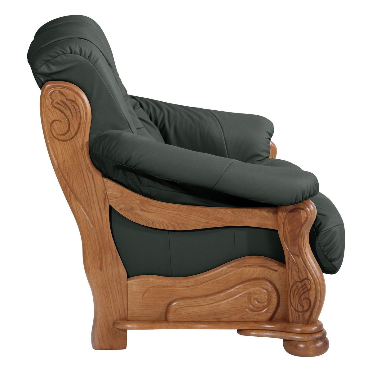 SOFA 2-Sitzer Katlin Bezug Echtleder Eiche rustikal P43 / dunkelgrün - Grün, Leder (148/95/95cm) - 58aufmkessel