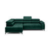 ECKSOFA CHIVAS Freistehend , Schlaffunktion, 278×197×76/98 cm, Stoff - Element, Flaschengrün, Linke Seite - Dunkelgrün/Schwarz, Holz/Textil (278/197cm) - DomoHome