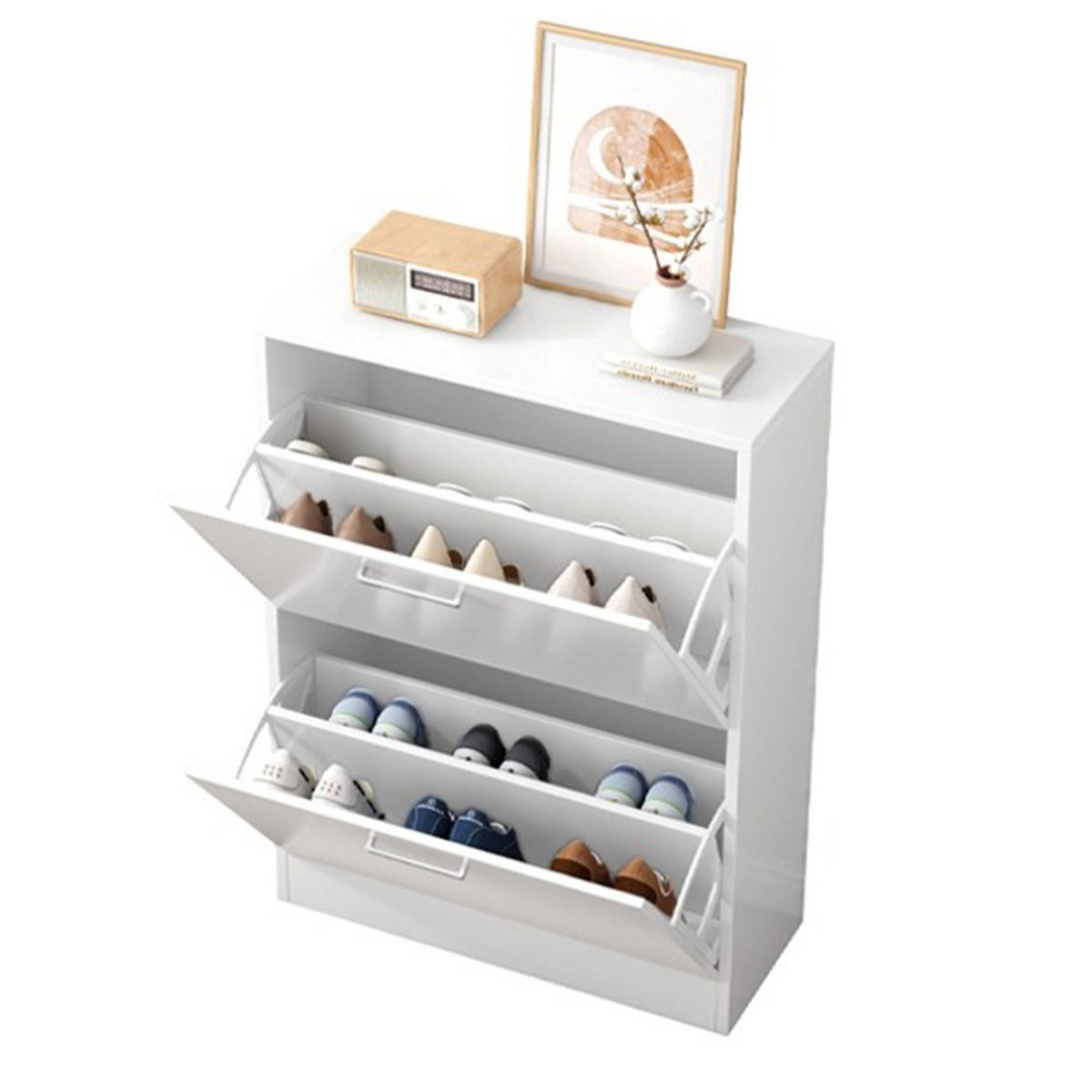 SCHUHSCHRANK, weiß 60/24/80 cm - Weiß, Holzwerkstoff (60/80/24cm)