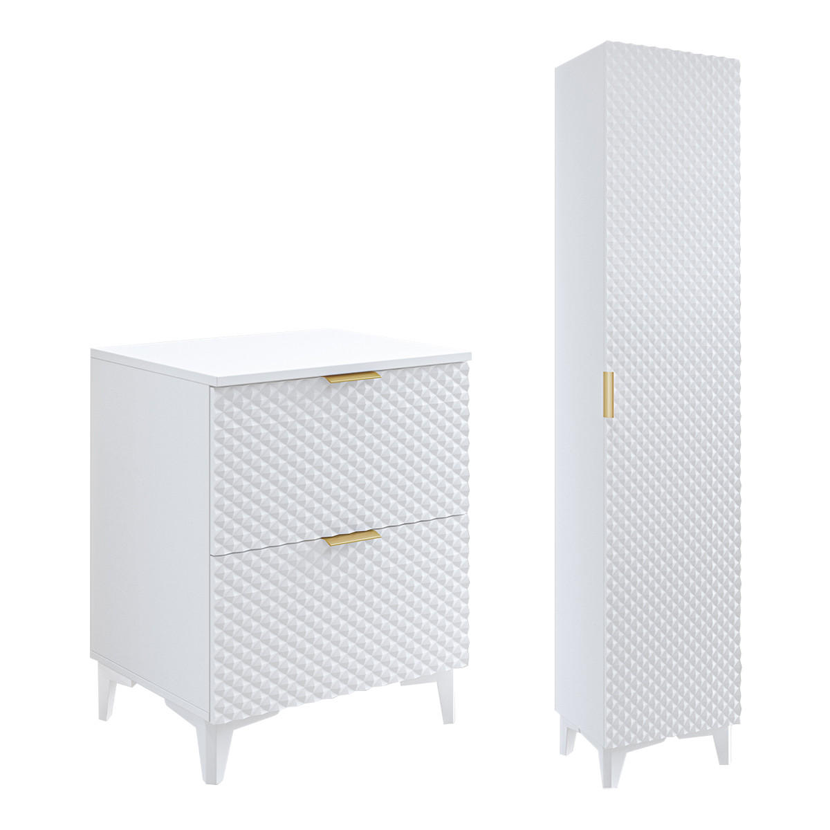 BADMÖBEL 60.4cm Cléa 2er-Set Weiß - Weiß, Holzwerkstoff (60.4/62.6/48.5cm) - Petits-meubles