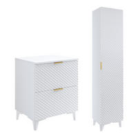 BADMÖBEL 60.4cm Cléa 2er-Set Weiß - Weiß, Holzwerkstoff (60.4/62.6/48.5cm) - Petits-meubles