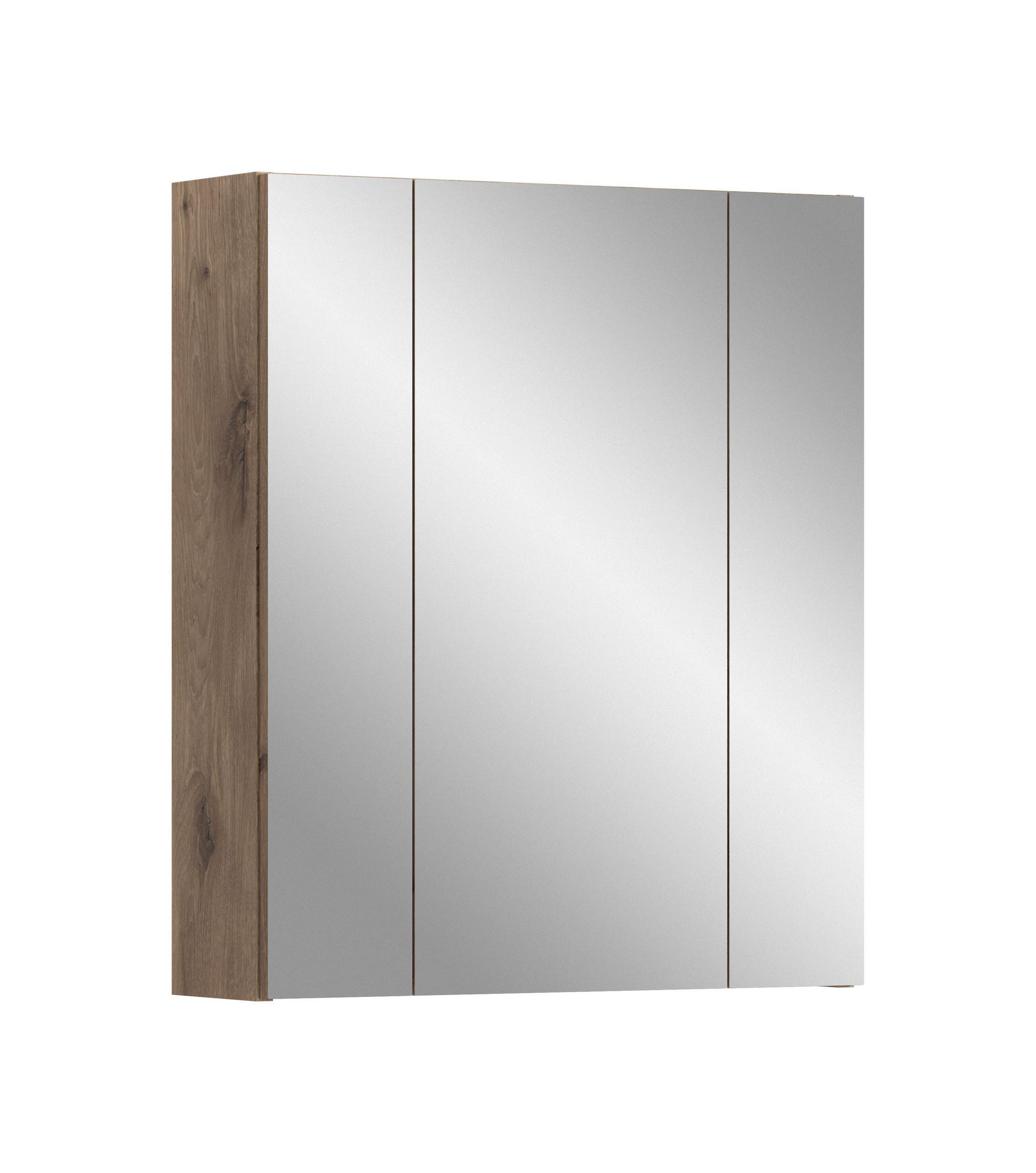 SPIEGELSCHRANK ICE (B/H/T: ca. 60/70/18 cm) in Nox Oak Nachbildung/schwarz matt - Eichefarben, Holz (60/70/18cm)