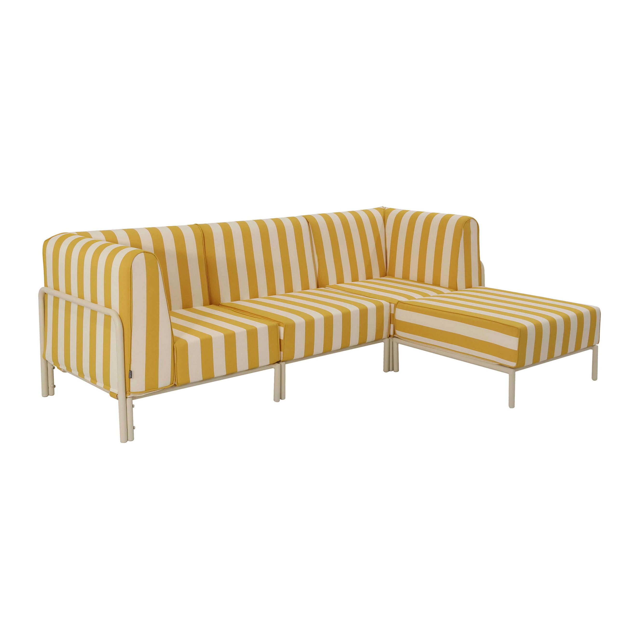GARTENSOFA mit 4 Sitzplätzen, Gelb - Gelb, Textil - Oviala