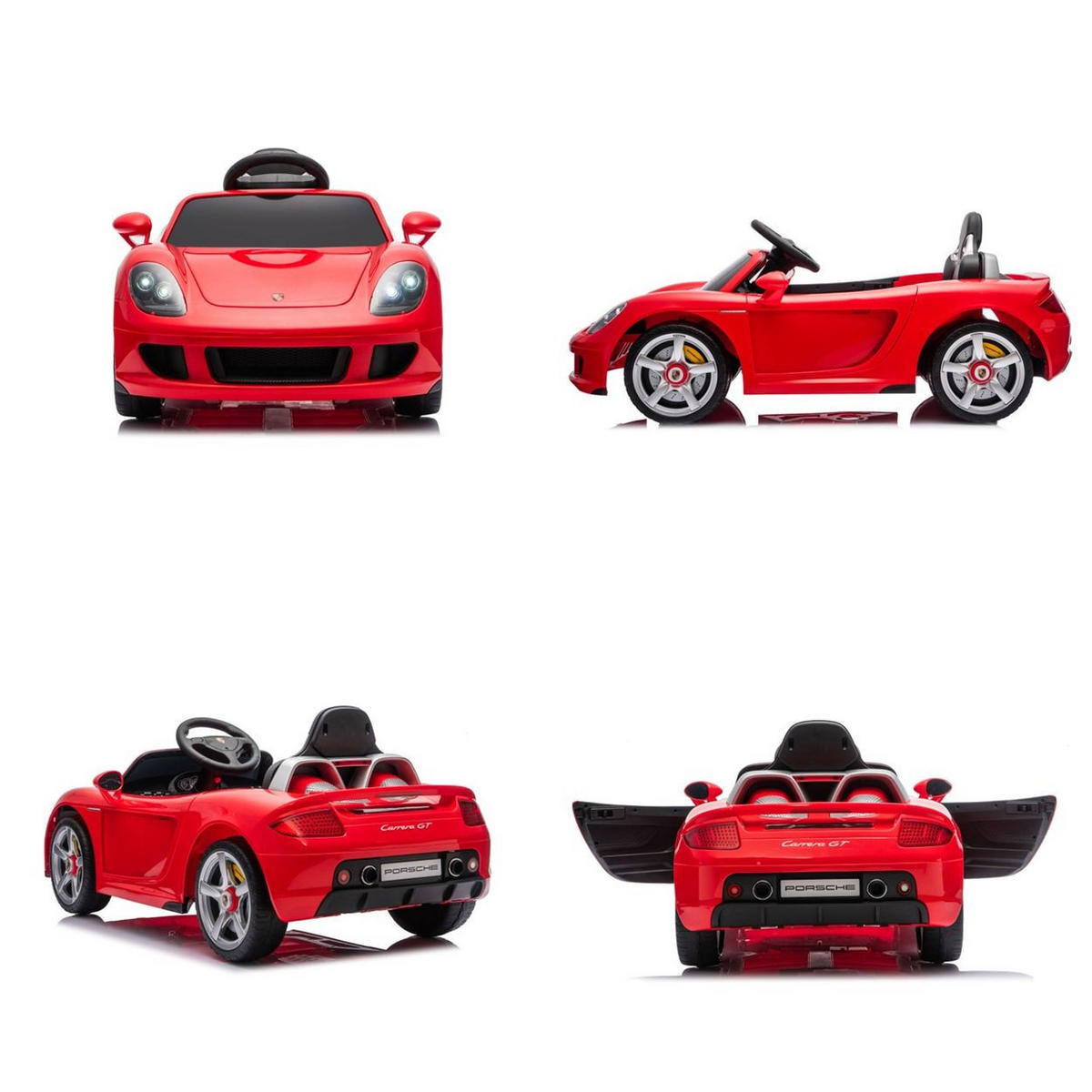 KINDER ELEKTROAUTO Porsche Carrera GT rot Fernbedienung, Bluetooth, 2 Motoren, EVA-Reifen, Ledersitz, lizenziert - Rot, Kunststoff (109/59/45cm) - Chipolino