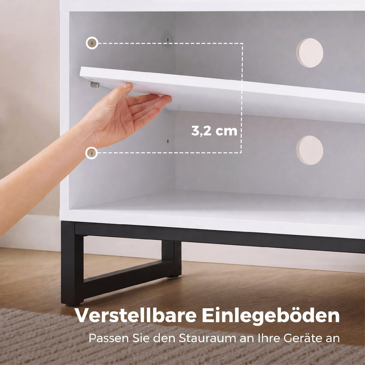 TV-SCHRANK Spanplatte Stahl Weiß - Weiß, Holzwerkstoff/Metall (140/50/36.5cm) - HOMCOM