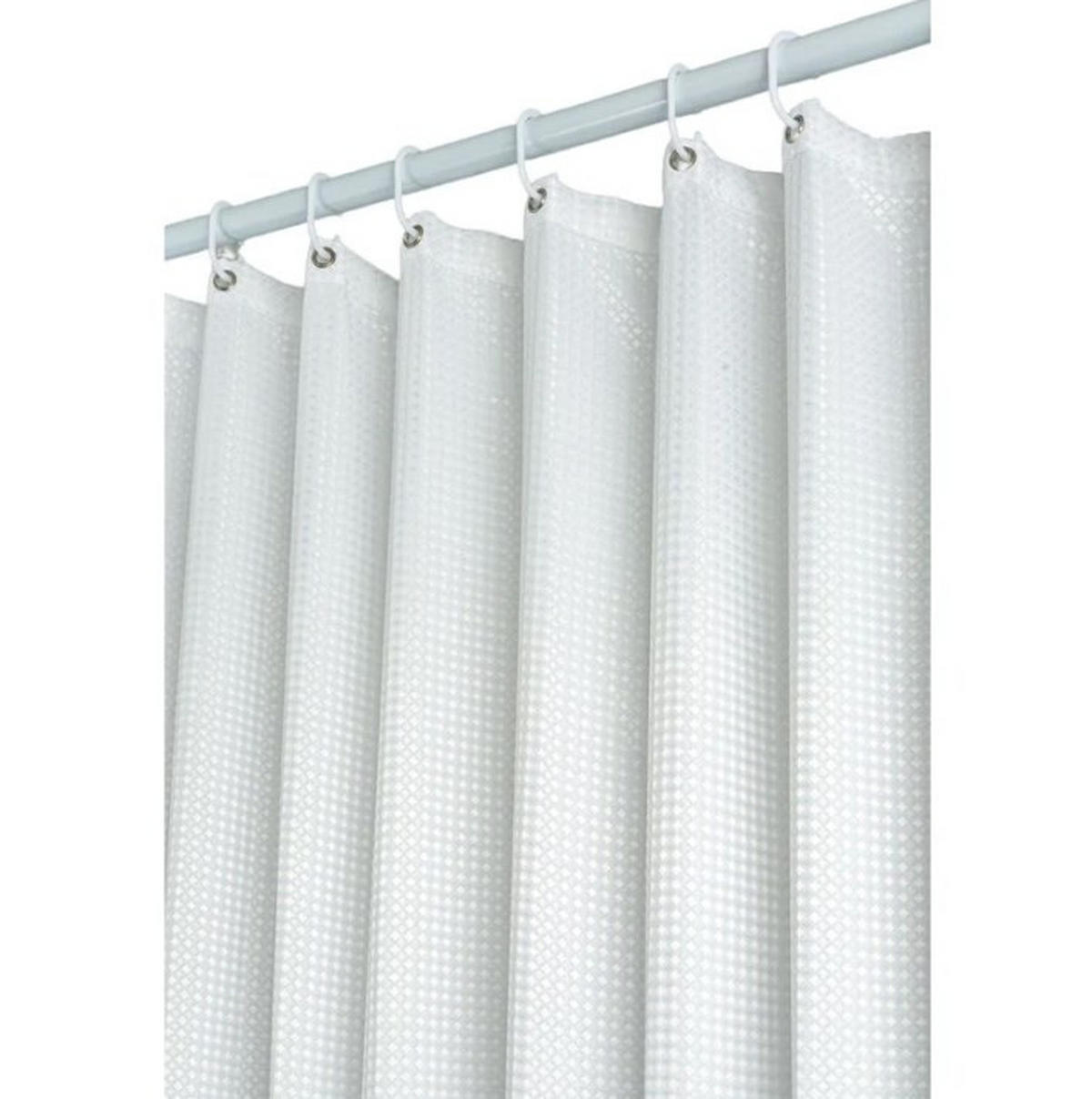 DUSCHVORHANG Weiß Waffelstruktur mit Ringen Badewanne schimmelresistent robust - Weiß, Textil (80/180cm) - MCBOSON