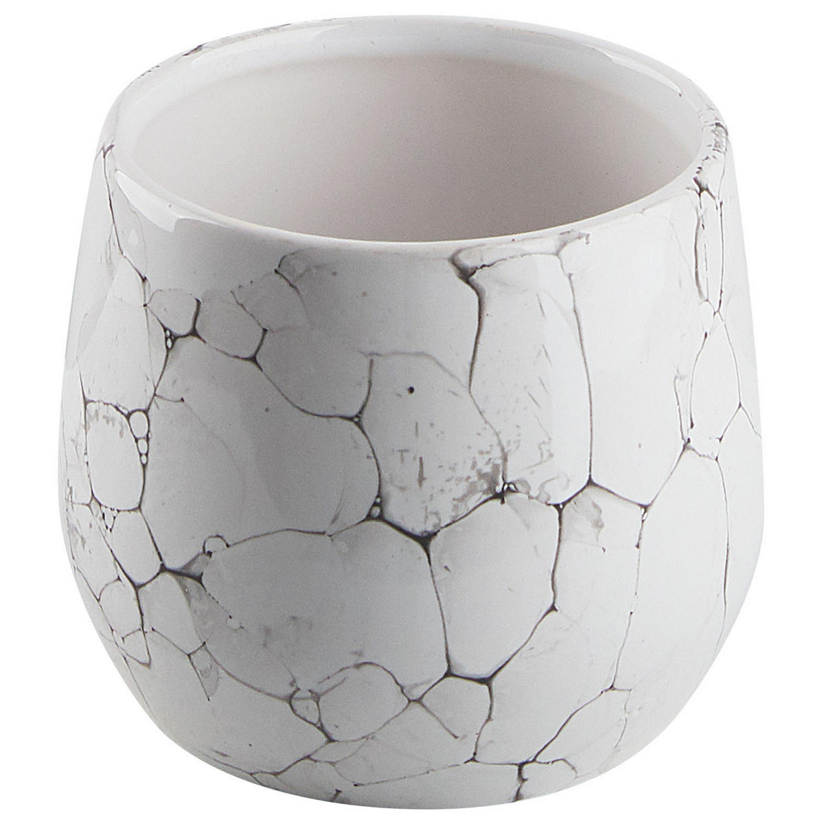 BADEZIMMER Set 6-teilig Keramik cremeweiß Callela - Schwarz/Weiß, Stein (9/21/9cm) - Beliani