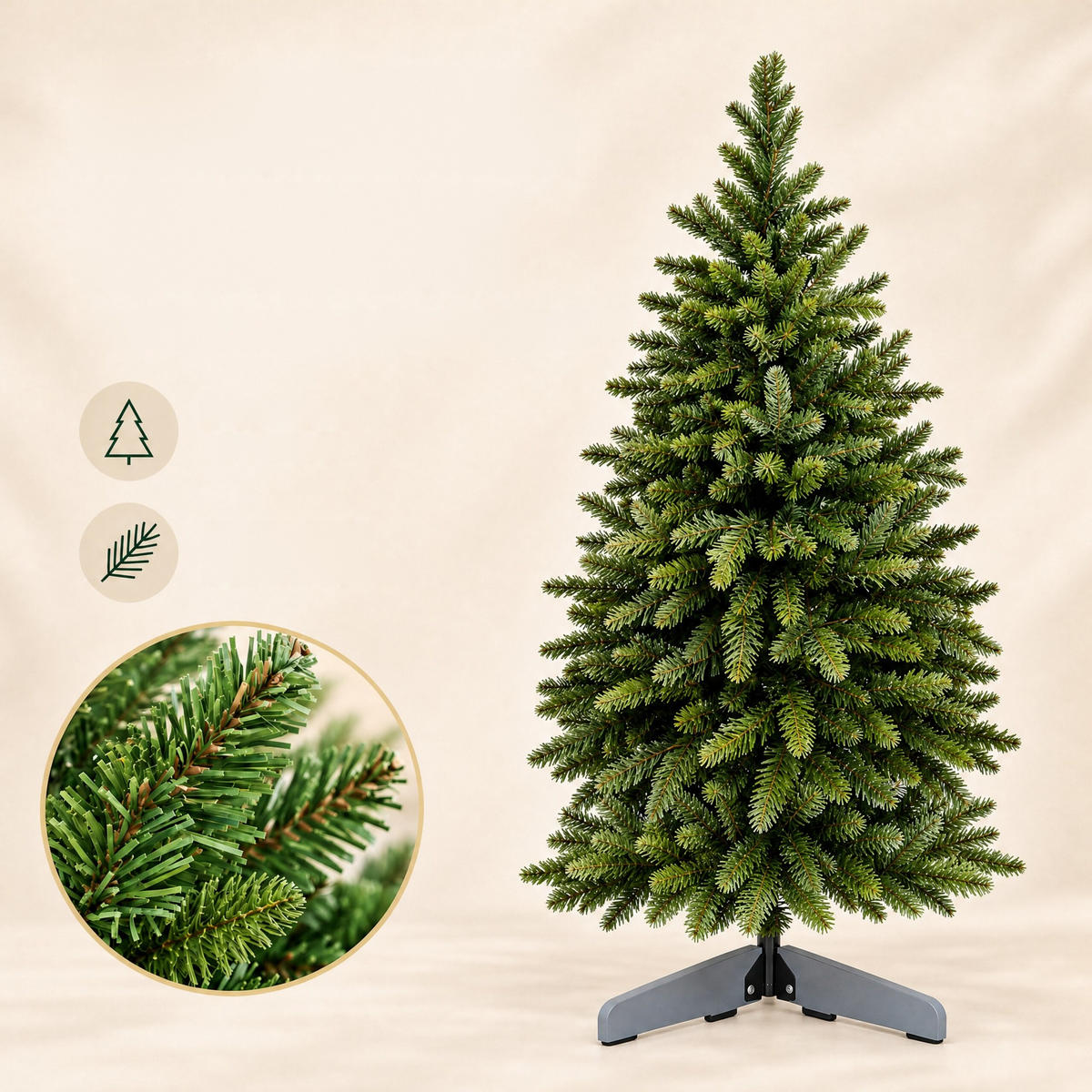 WEIHNACHTSBAUM Grün künstlich Nordmanntanne 120 cm - Dunkelgrün, Holz/Kunststoff (120cm) - Relaxdays