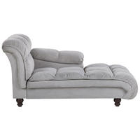 CHAISELONGUE Samtstoff hellgrau linksseitig Lormont - Grau, Textil (141/76/70cm) - Beliani