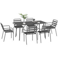 GARTENTISCHGRUPPE DE-18092 7-teilig, stapelbar Dunkelgrau - Grau, Metall - ComfortXL