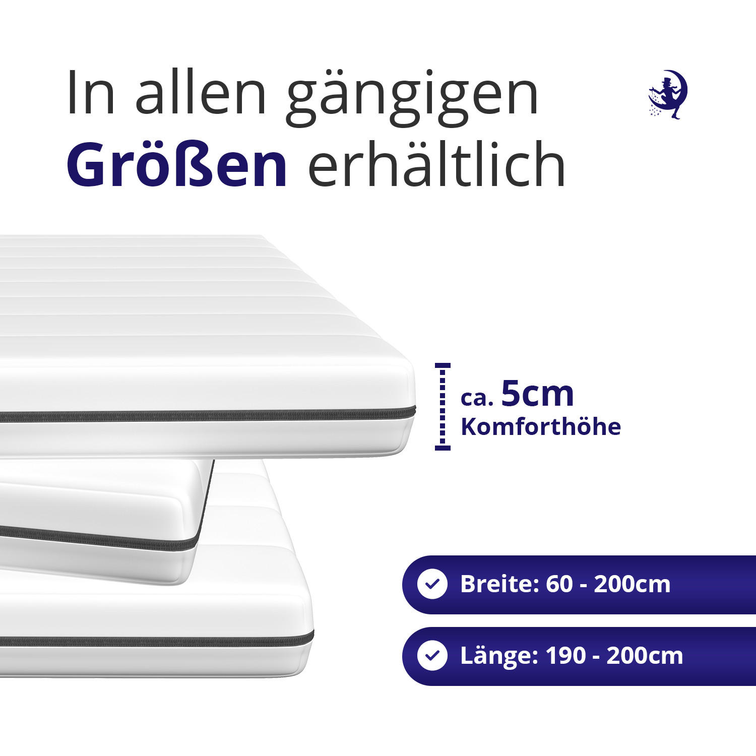 TOPPER 60x120 cm aus Kaltschaum höhe 5 cm - Weiß, Textil (60/120cm) - Mister Sandman