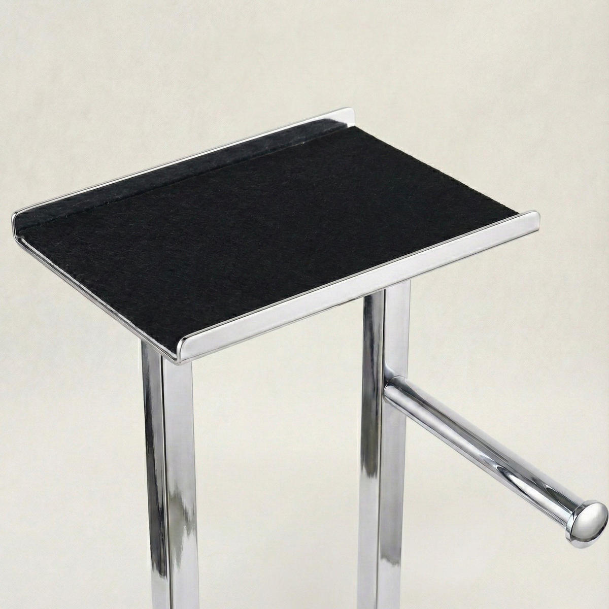 PAPIERSTÄNDER STILK mit Bürstenbehälter und Handyablage HYLA - Silberfarben, Metall (18/65/21cm)