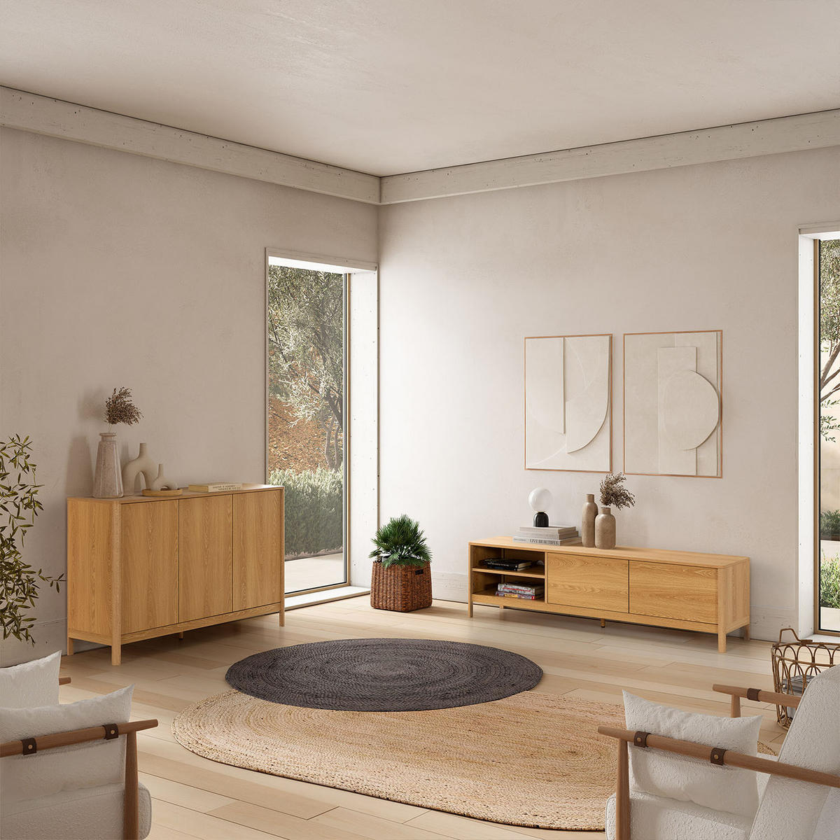 TV-ELEMENT Nassau 2 türen Eichenfarbe - Honigeiche, Holzwerkstoff (160/45/40cm) - VS Venta-stock