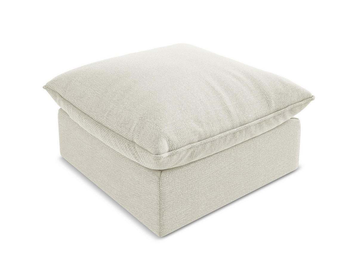 POUF Bouclé Stoff Beige - Sandfarben/Schwarz, Holzwerkstoff/Kunststoff (75/45/75cm) - Makamii