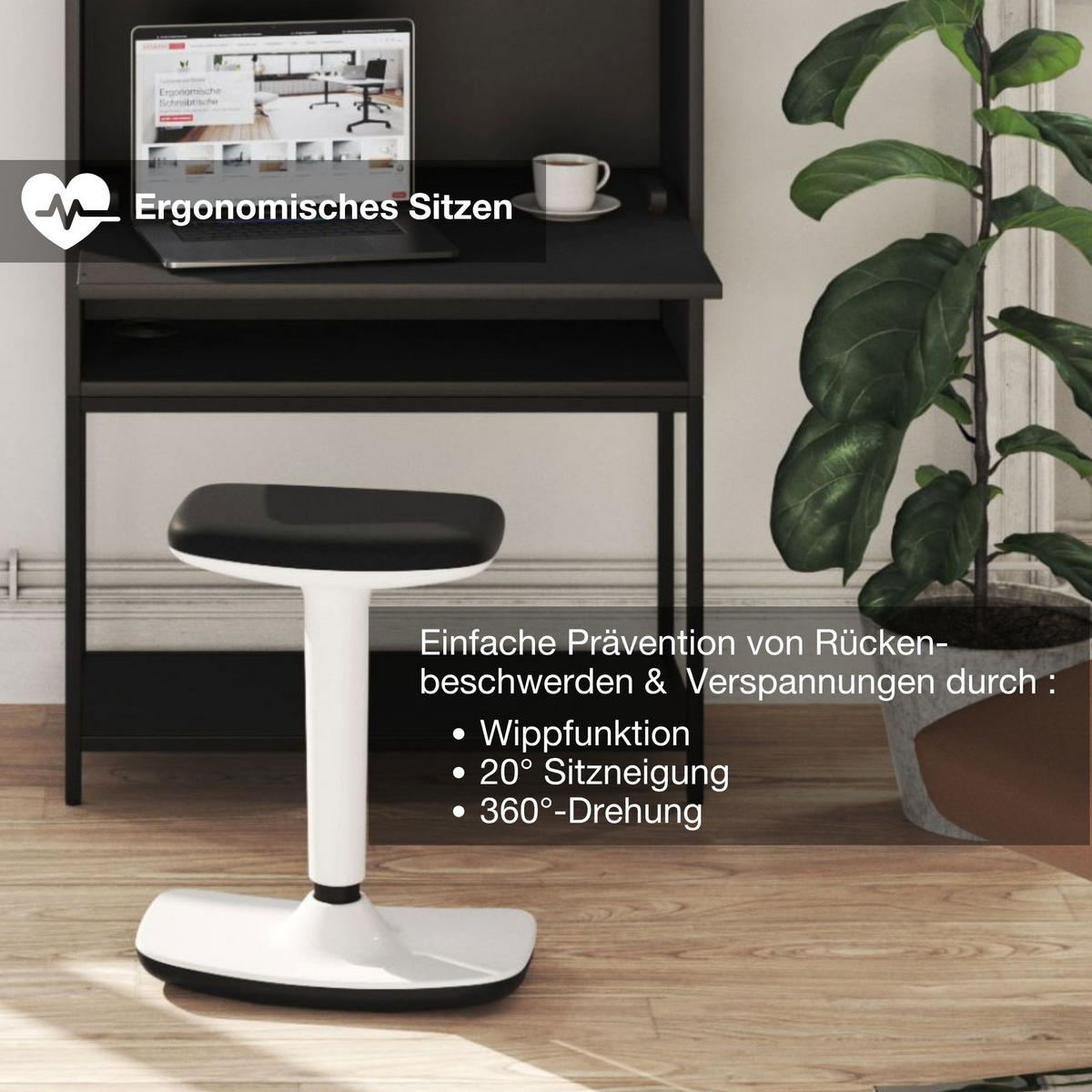 SITZ- / Stehhocker Steh-Sitzhocker Bari Weiß - Weiß, Kunststoff (43.5/53/24cm) - ASSMANN