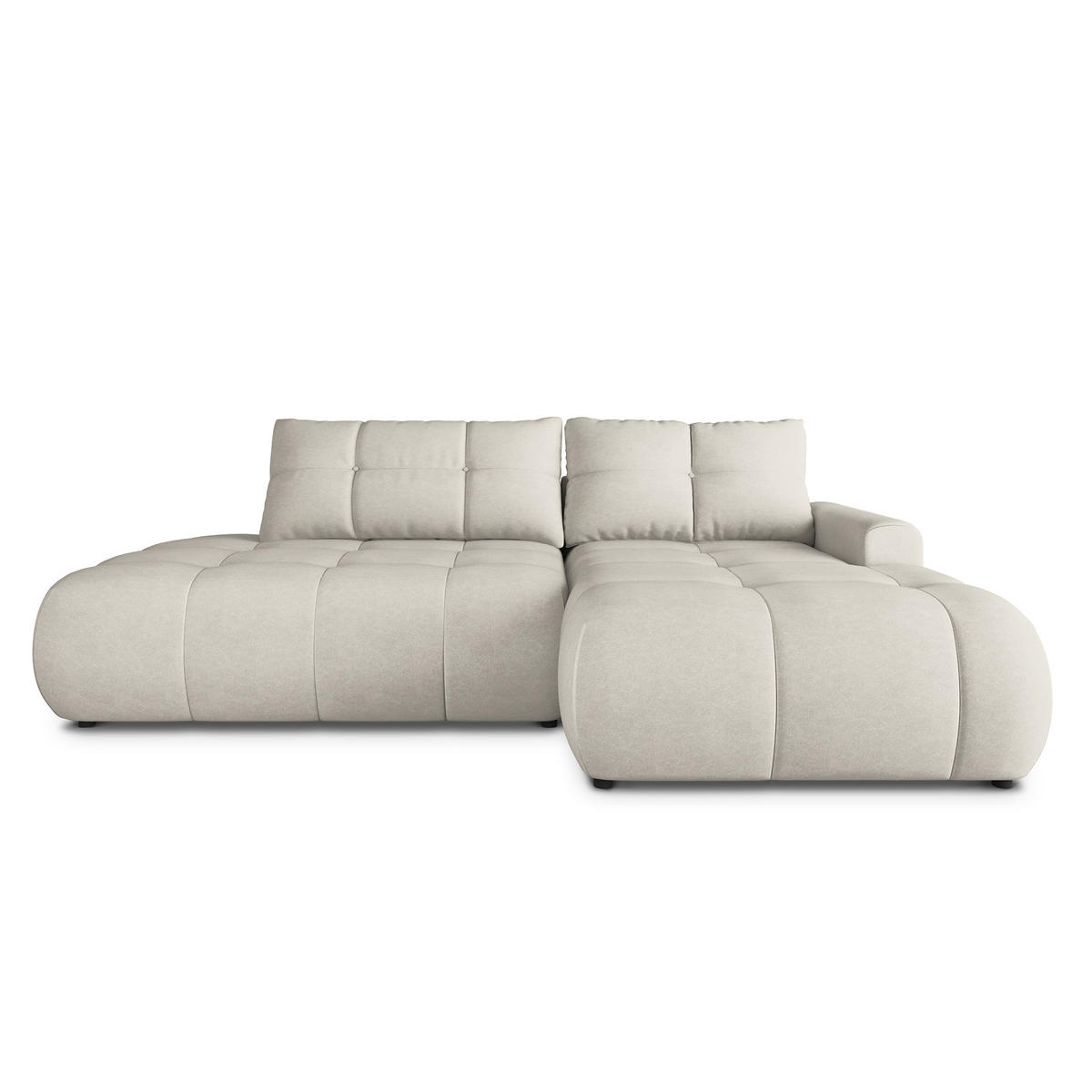 ECKSOFA FLUMA CL R-S Creme Samtstoff mit Schlaffunktion - Creme, Holzwerkstoff/Textil (279/158cm) - MASSENO